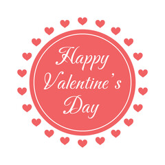 Fototapeta premium Vector Happy Valentine's Day Text With Circular Hearts