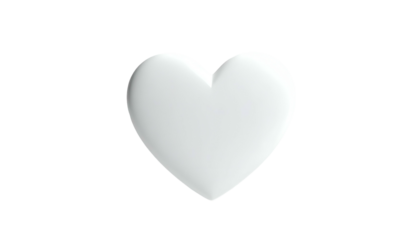 A glossy, white heart floating in a stark black background. Simple, elegant, and isolated