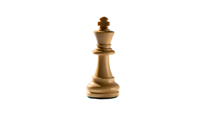 A regal, white chess piece, the King, isolated on a black background, with crisp detail