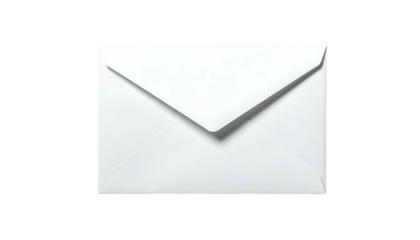 A single, closed white envelope isolated on a black background, with shadows