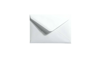 Isolated crisp white envelope, centered on a stark black background