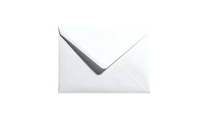 A bright white closed envelope against a black background. Sharp shadows and subtle textures