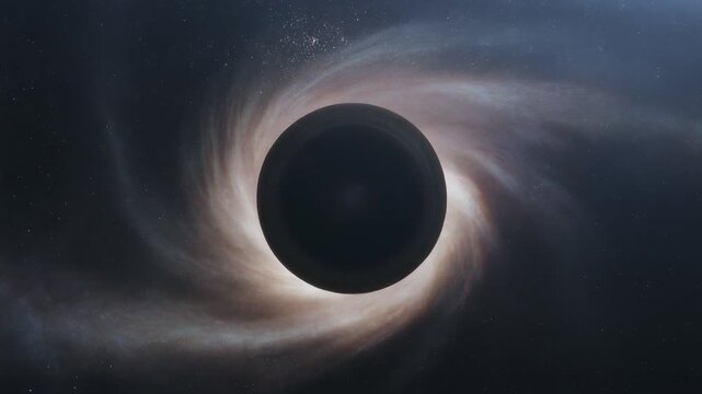Black hole animation pulling light and dust inward.