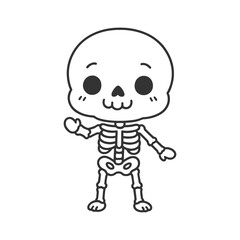 Fototapeta premium Funny cartoon zombie skull character vector illustration for Halloween isolated on white background