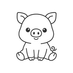 Fototapeta premium Cute cartoon pig in a playful baby animal style