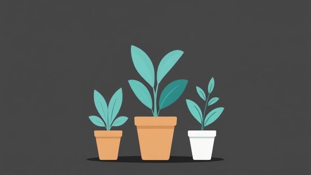 Minimal animation of plants growing in modern flat style