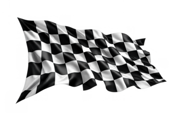 Checkered flag waving, symbolising racing, speed, victory, success, finish line, competitive sports, achievement, and winning