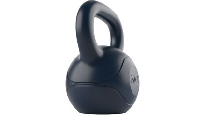 Dark blue kettlebell isolated PNG, fitness equipment for strength training and workout on transparent background