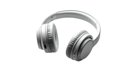 Overhead, wireless headphones with noise-canceling, set against a stark black background