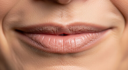 Fototapeta premium Closeup of a womans lips with natural makeup