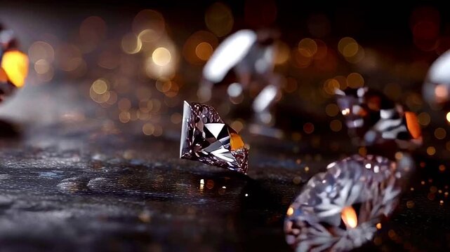 Brilliant diamonds sparkling with bokeh lights