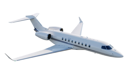 Modern private jet PNG isolated on transparent background, luxurious business airplane for travel and transportation needs