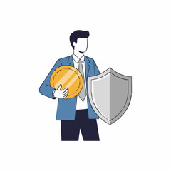 businessman with shield