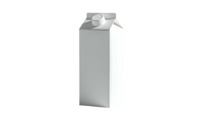 Isolated upright white carton with a twist-off cap, rendered against a black background