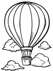 Obraz premium A air balloon floating among cloud coloring page