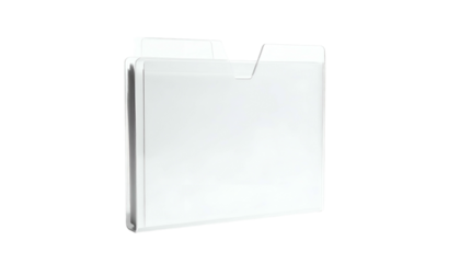 Simple white folder icon with a cutout for labels, seemingly transparent on a black background
