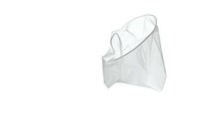 An isolated, stylized white object with sharp angles and folds against a black background