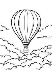 Obraz premium A air balloon floating among cloud coloring page
