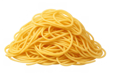 Cooked spaghetti pasta heap, plain italian dish, ready for sauce, carbohydrate meal on transparent background