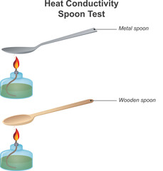 Heat Conductivity – Spoon Test Heating metal and wooden spoon