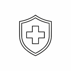 Obraz premium Medical protection symbol with shield and cross emblem