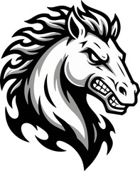 Flaming Stallion Horse Mascot Logo Vector Illustration