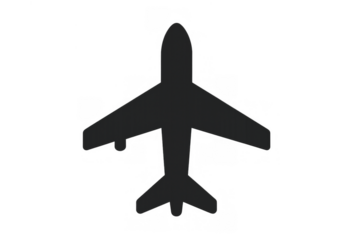 Airplane icon representing air travel and global transportation, jet passenger aircraft flying, transparent background