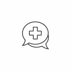 Obraz premium Medical chat symbol with cross in speech bubble icon