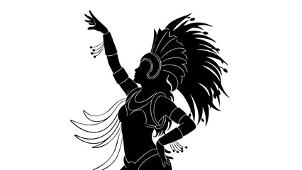 Fototapeta premium Silhouette of a dancer performing with traditional attire and headdress 