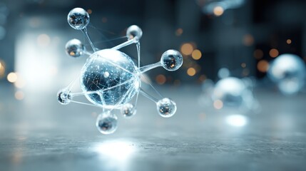 Abstract Visualization of a Molecule Structure Representing Scientific Research