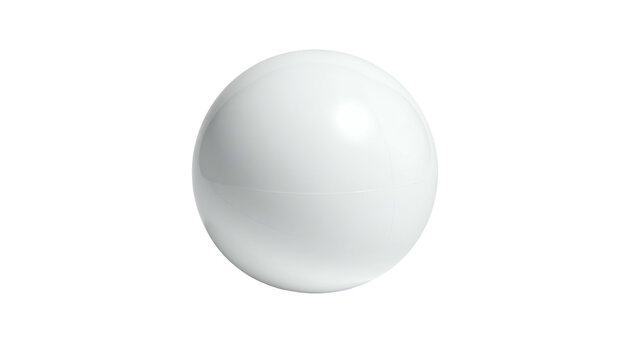Isolated, glossy white sphere against a stark black background, showcasing subtle highlights