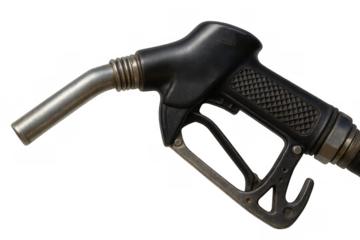 Gas pump nozzle fueling transportation, energy, and costs. Fueling station equipment delivering petrol and diesel
