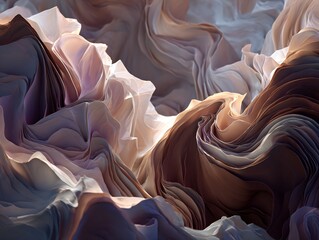 Abstract Flowing Gradient Waves with Light and Shadow in Neutral Hues