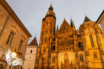 Saint Elisabeth gothic Cathedral in downtown Kosice, the biggest church in Slovakia