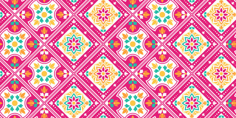 Seamless colorful patchwork. Vintage multicolor pattern in turkish style. Hand drawn background. Islam, Arabic, Indian, ottoman motifs © akn