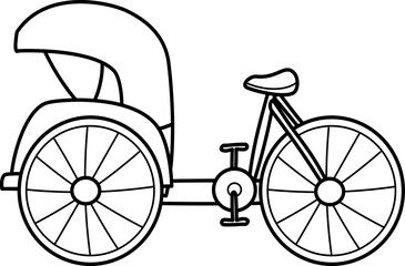 Fototapeta premium outline illustration of Becak recolorable