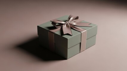 Obraz premium Elegant pastel-green gift box with satin ribbon and bow for special occasions