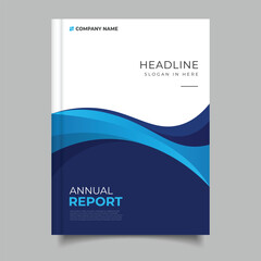 modern business annual report cover template flyer blue gradient curvy design