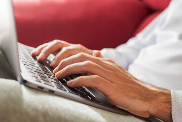 Comfortable home office lifestyle using a laptop