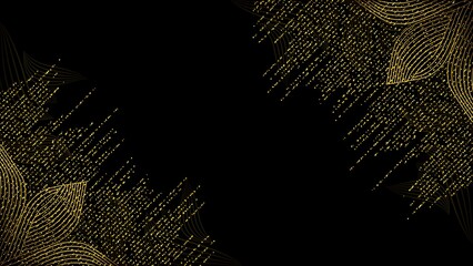 Gold glitter star particles form a shimmering bright on a dark isolated background for overlays