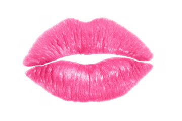 Pink lipstick mark showing passionate kiss, love, romance, beauty, and cosmetic branding on transparent background
