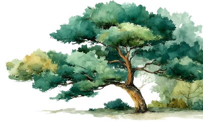 Subtle layers of watercolor trees merging in calm natural rhythm