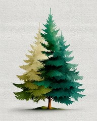 Delicate watercolor landscape of quiet trees in faded forest colors