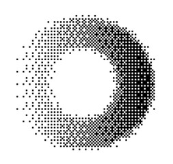 Abstract halftone typography forming the letter O using black and white dots. Modern dotted type design ideal for posters, branding, editorial layouts, typography art, and creative graphic projects.