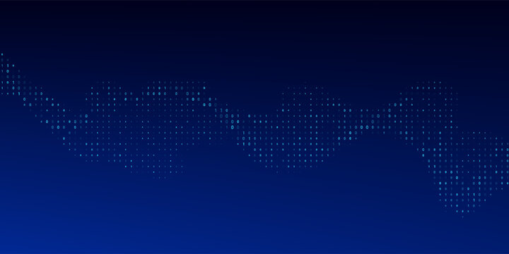 Blue Binary Data Software Programming Code Background. Random Parts of Program Code. Digital Data Technology Concept. 1 0 Machine Code