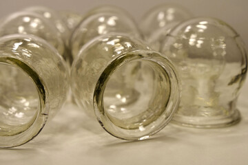 Glass medical cups for medical purposes, rehabilitation, increasing blood flow