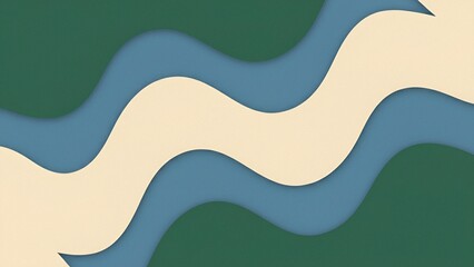 Modern Abstract Wavy Background in Green Blue and Cream