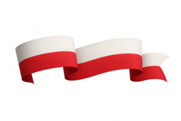 Poland curving flag ribbon showing national colors, a symbol of identity and pride on a transparent background