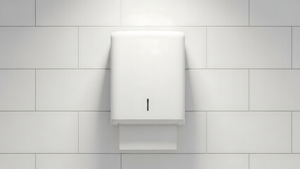 Restroom Accessory, Automatic Paper Towel Dispenser, Commercial Bathroom, Product Image, Clean Environment, Front View, Modern Design