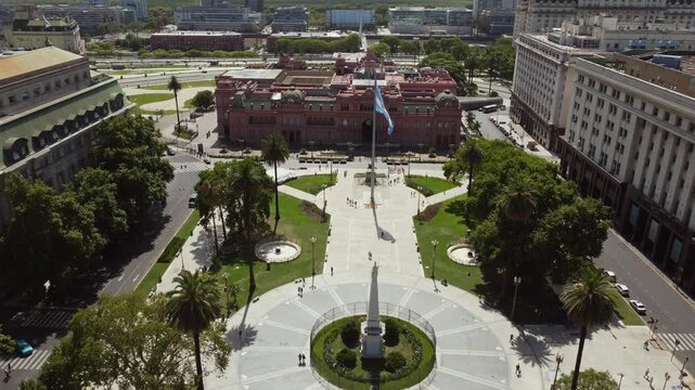 Aerial. Casa Rosada and City Streets